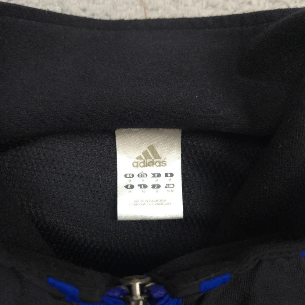 Adidas ClimaProof Windbreaker Mens Medium Black Blue Waterproof Full Zip Jacket